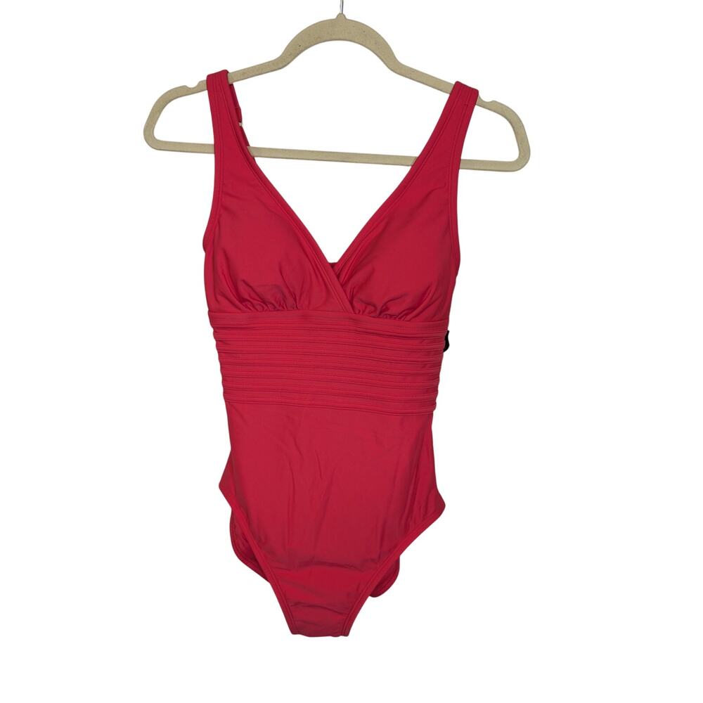 Shade & Shore One Piece Swimsuit Full Coverage Red Womens Size Small